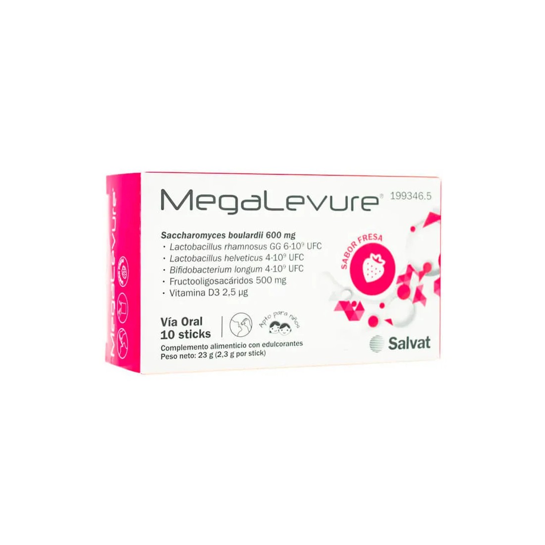 Megalevure Fresa 10 Sticks bucales envase