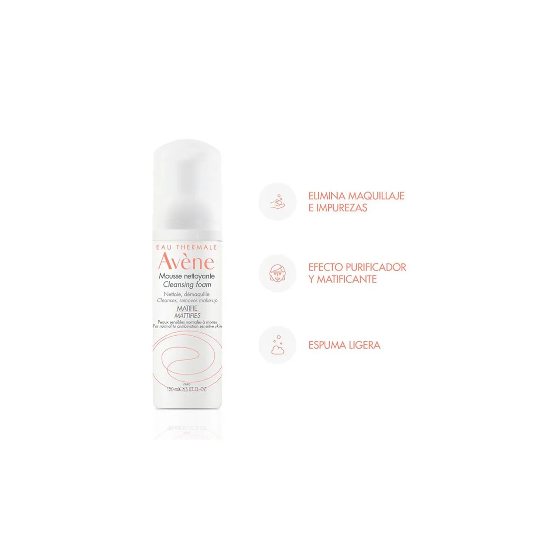 Avene Espuma Limpiadora Desmaquillante 150 ml uso