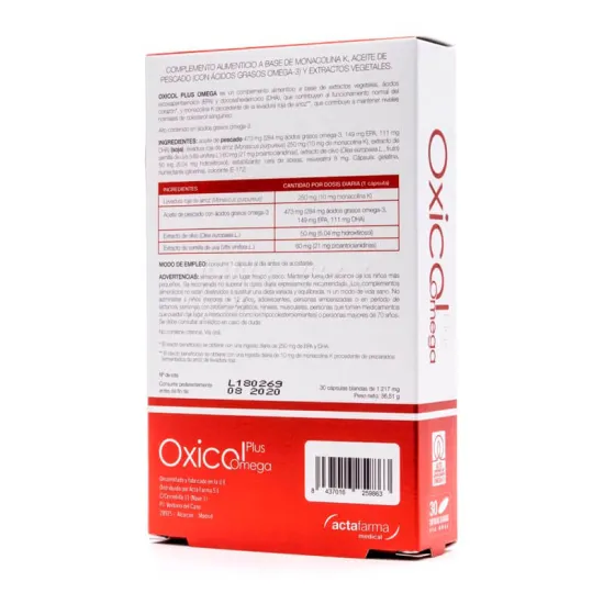 Oxicol Plus Omega 30 Capsulas dtalles envase