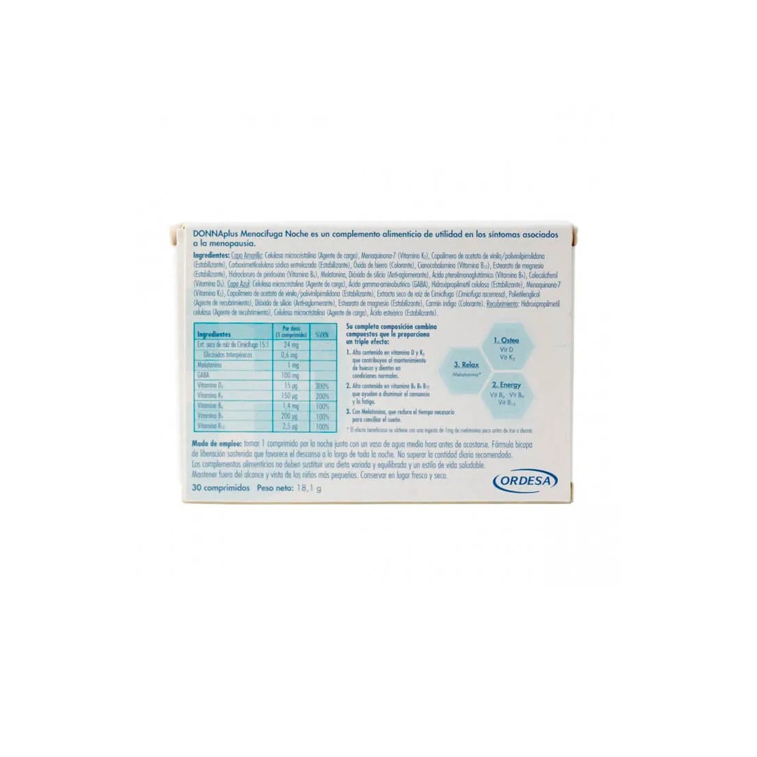 Donna plus Menocifuga Forte 30 comprimidos detalles