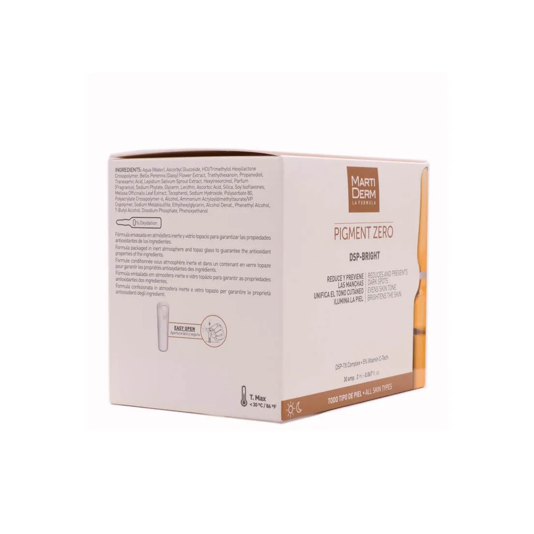 Martiderm Pigment Zero Dsp-Bright 30 ampollas detalles