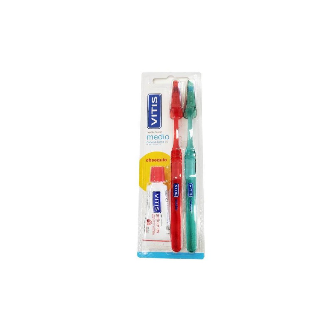 Compra Vitis Cepillo Dental Medio Duplo + Pasta 15 Ml al mejor precio | Más Parafarmacia