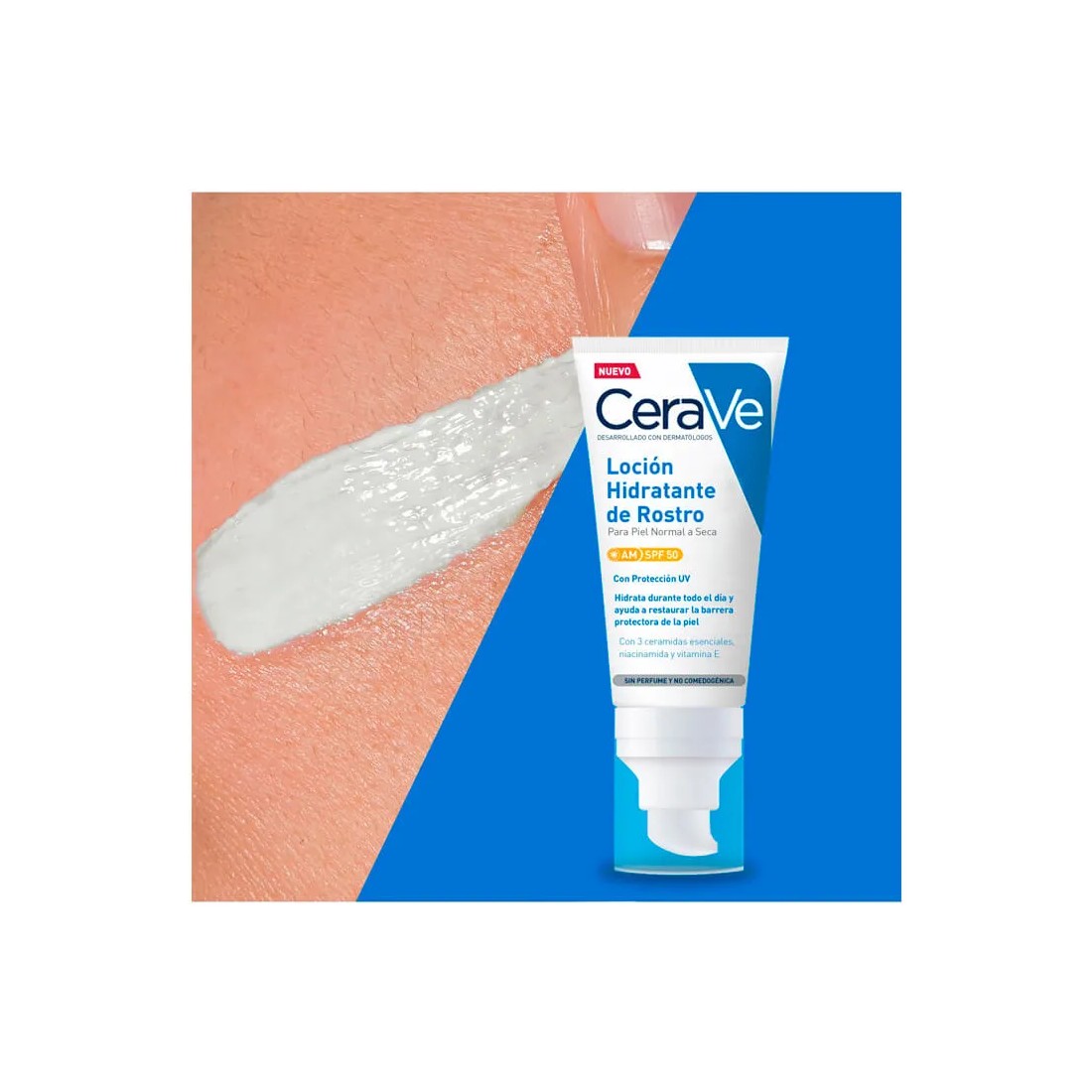 Cerave AM loción hidratante facial SPF50 52 ml textura