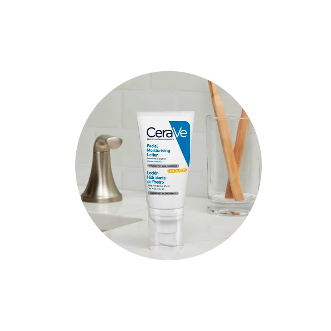 Cerave AM loción hidratante facial SPF50 52 ml exposición