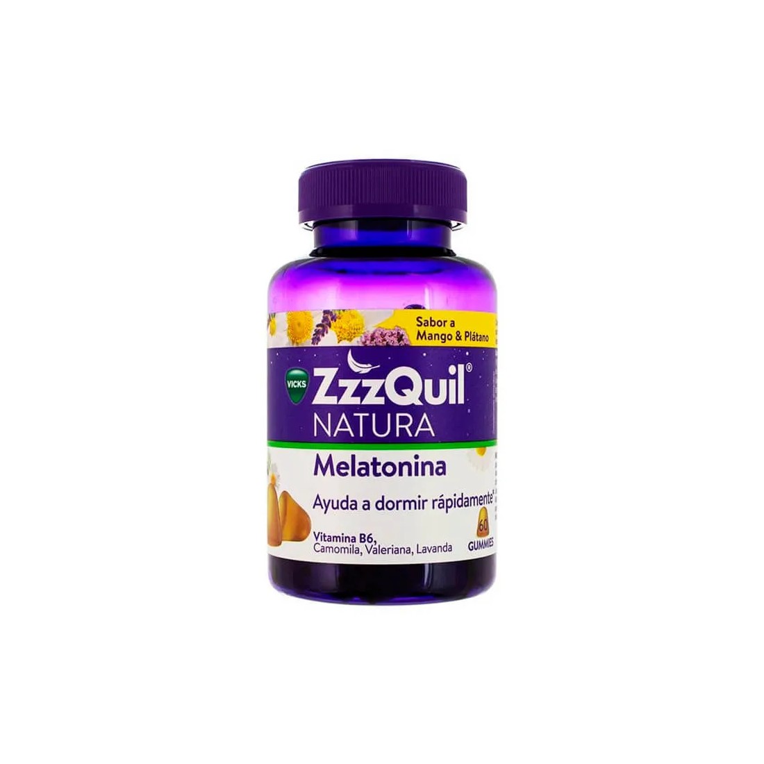 Vicks Zzzquil Natura melatonina mango y plátano 60 gominolas