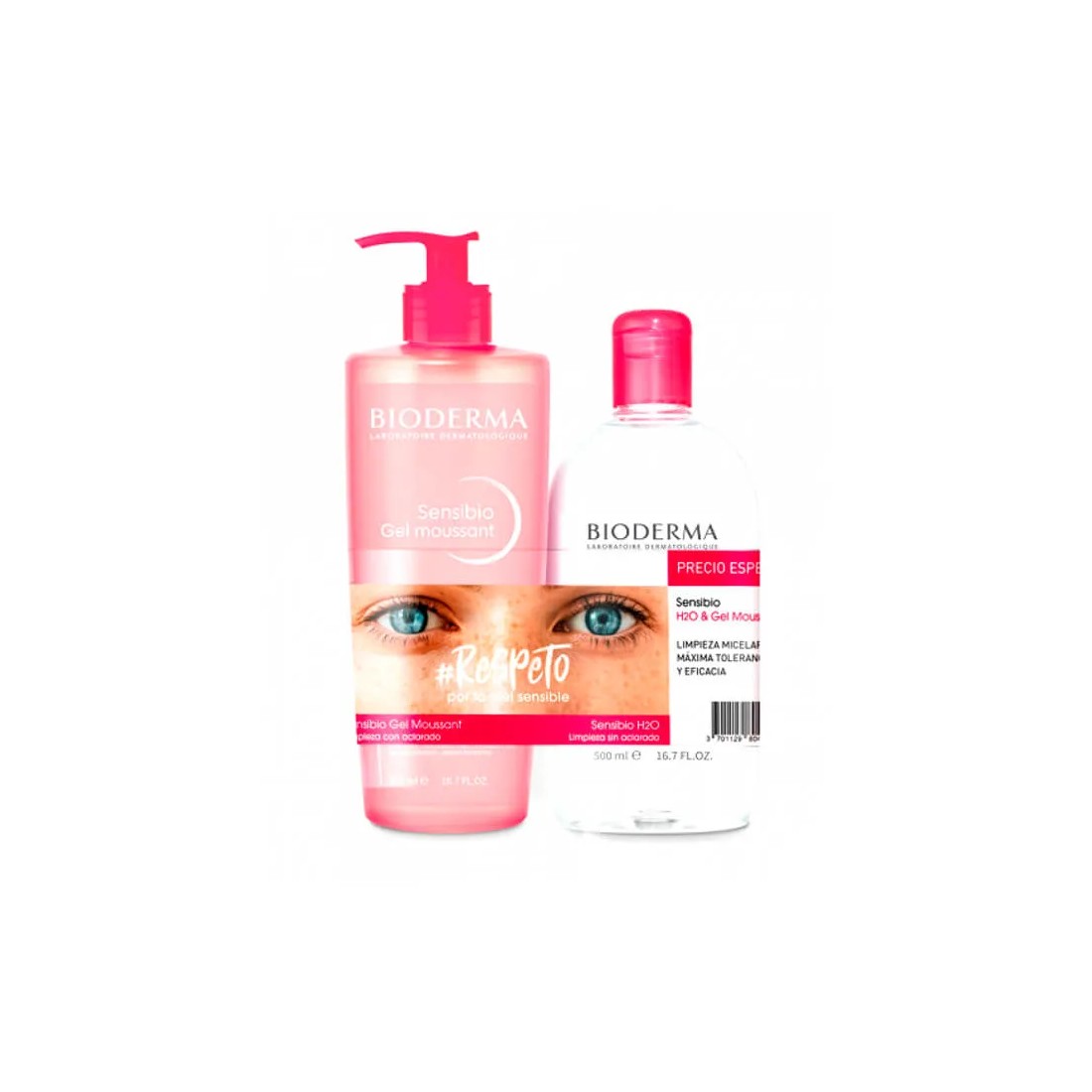 Bioderma Pack Sensibio Gel Moussant 500 ml + Sensibio H2O Solución Micelar 500 ml envases