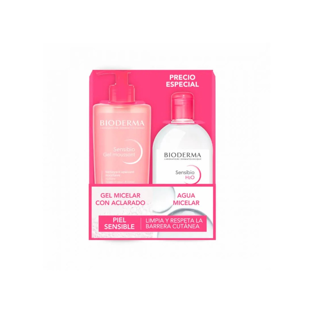 Bioderma Pack Sensibio Gel Moussant 500 ml + Sensibio H2O Solución Micelar 500 ml
