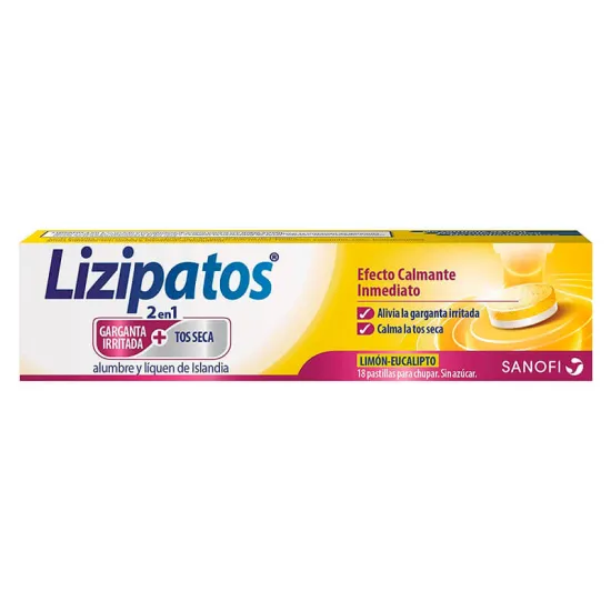Lizipatos 2 En 1 Limón - Eucalipto 18 pastillas envase