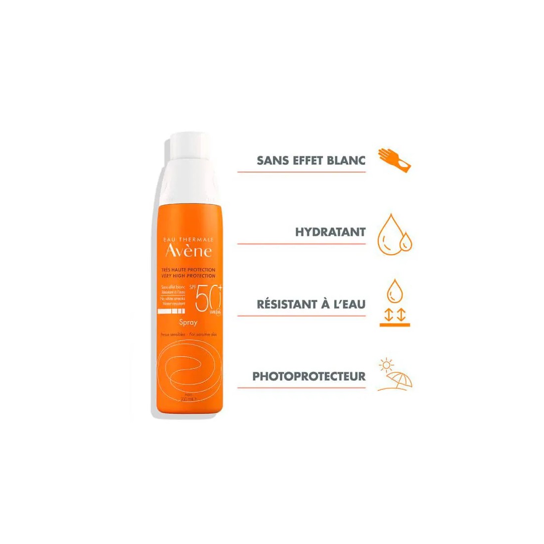 Avene Spray Solar SPF50+ 200 ml ventajas