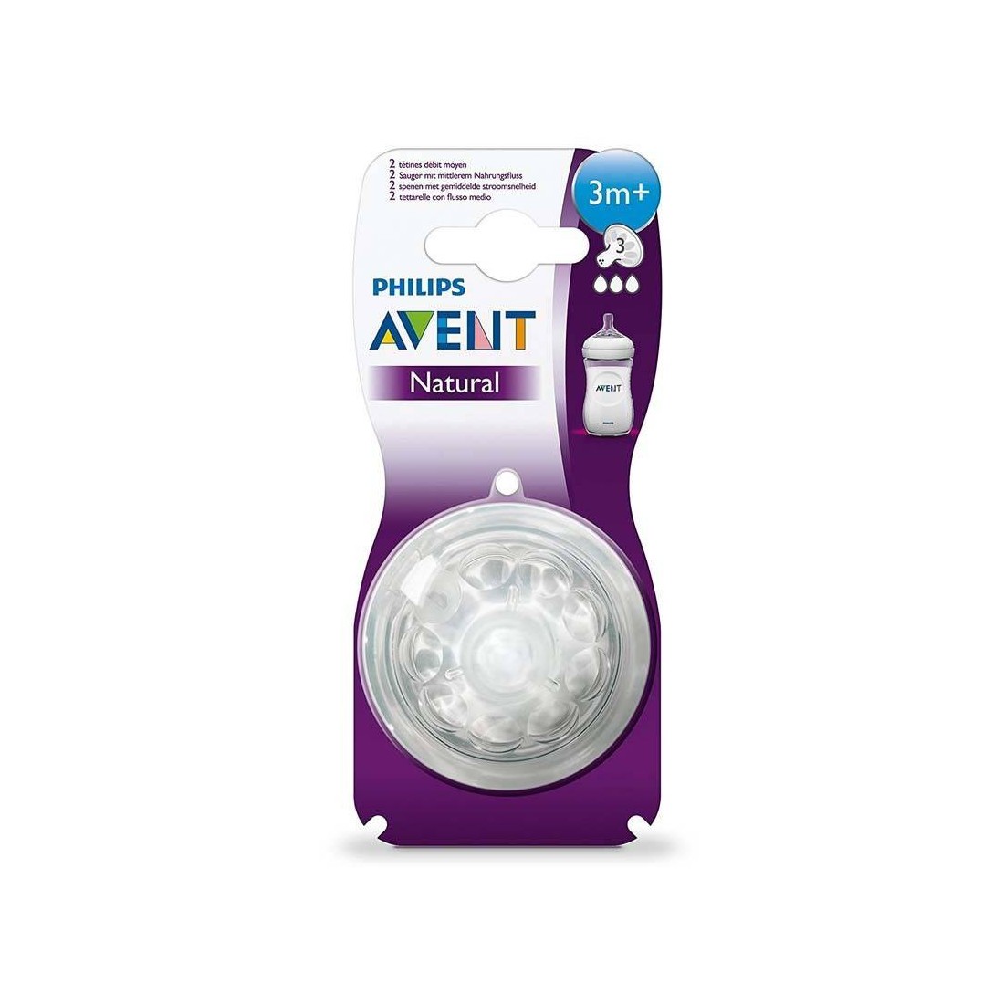 Philips Avent Scf 043/27 Tetina Natural Flujo Medio + 3 Meses 2 Unidades envase