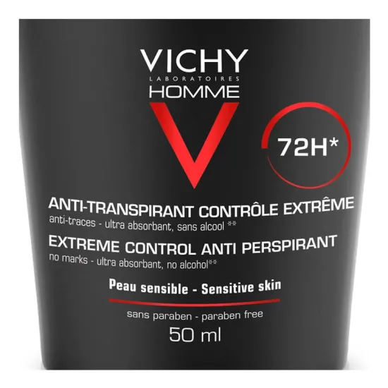 Vichy Desodorante Homme Roll-on Pieles Sensibles 72h 50 ml detalles