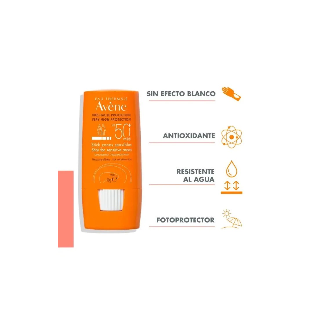 Avene Stick Solar Zonas Sensibles SPF50+ caracteristicas
