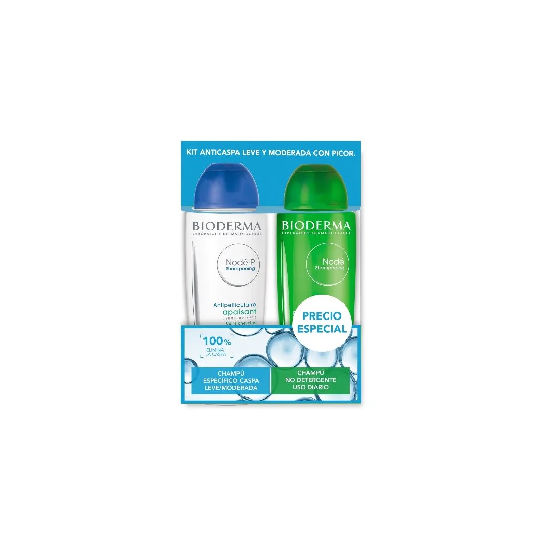 Compra Bioderma Pack Champú Nodé P 400 Ml + Nodé Fluido 400 Ml al mejor precio | Más Parafarmacia