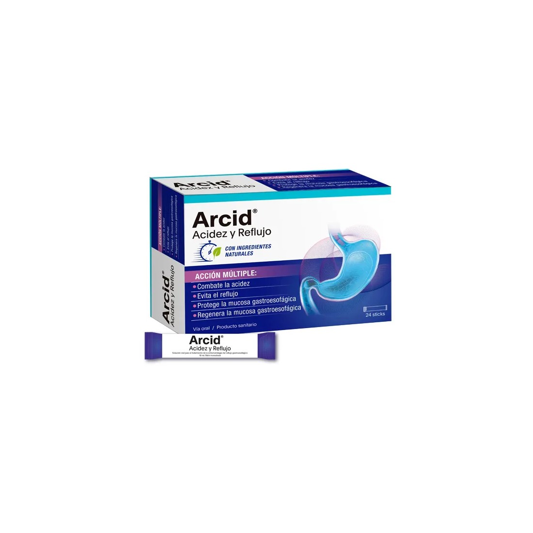 Compra Arcid Acidez y Reflujo 24 Sticks 10 Ml al mejor precio | Más Parafarmacia