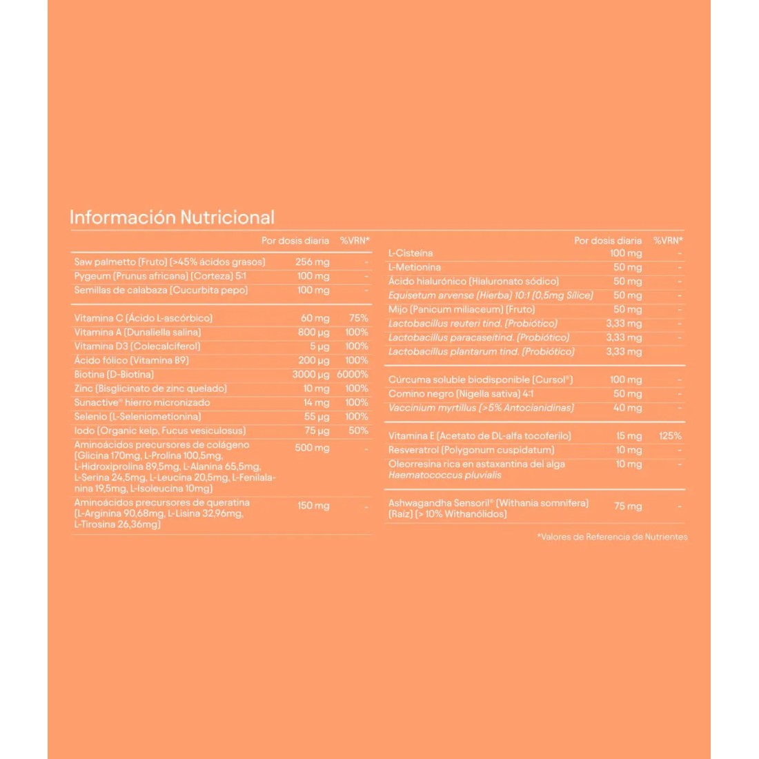 Olistic Woman Tratamiento Anticaída 28 Viales ingredientes