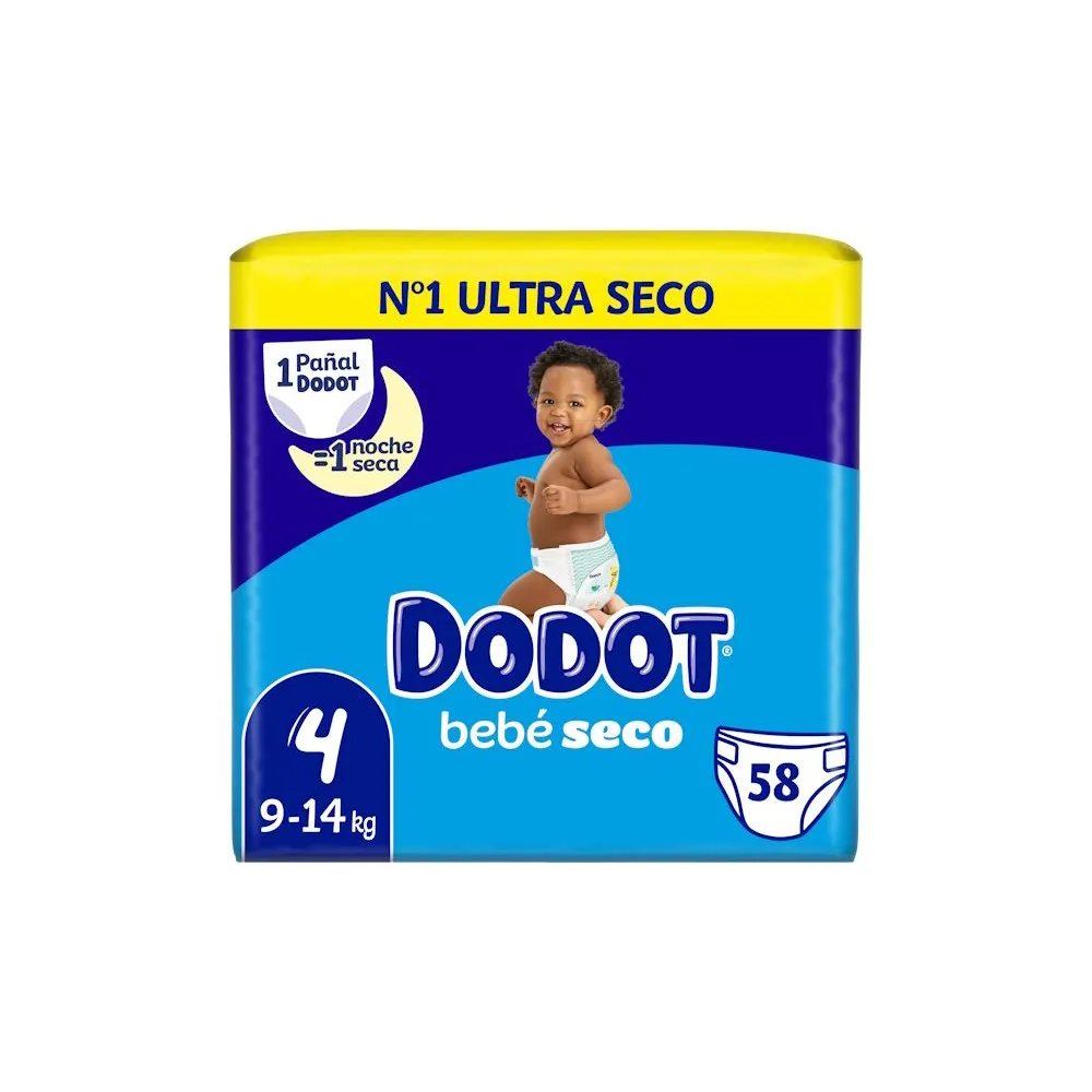Dodot Pañales Bebé-Seco Talla 4 (9-14 kg), 256 Pañales con Protección  Antifugas, Pack Mensual : : Bebé