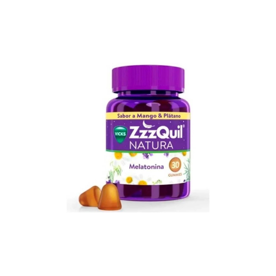Comprar Vicks Zzzquil Natura melatonina mango y plátano 30 gominolas