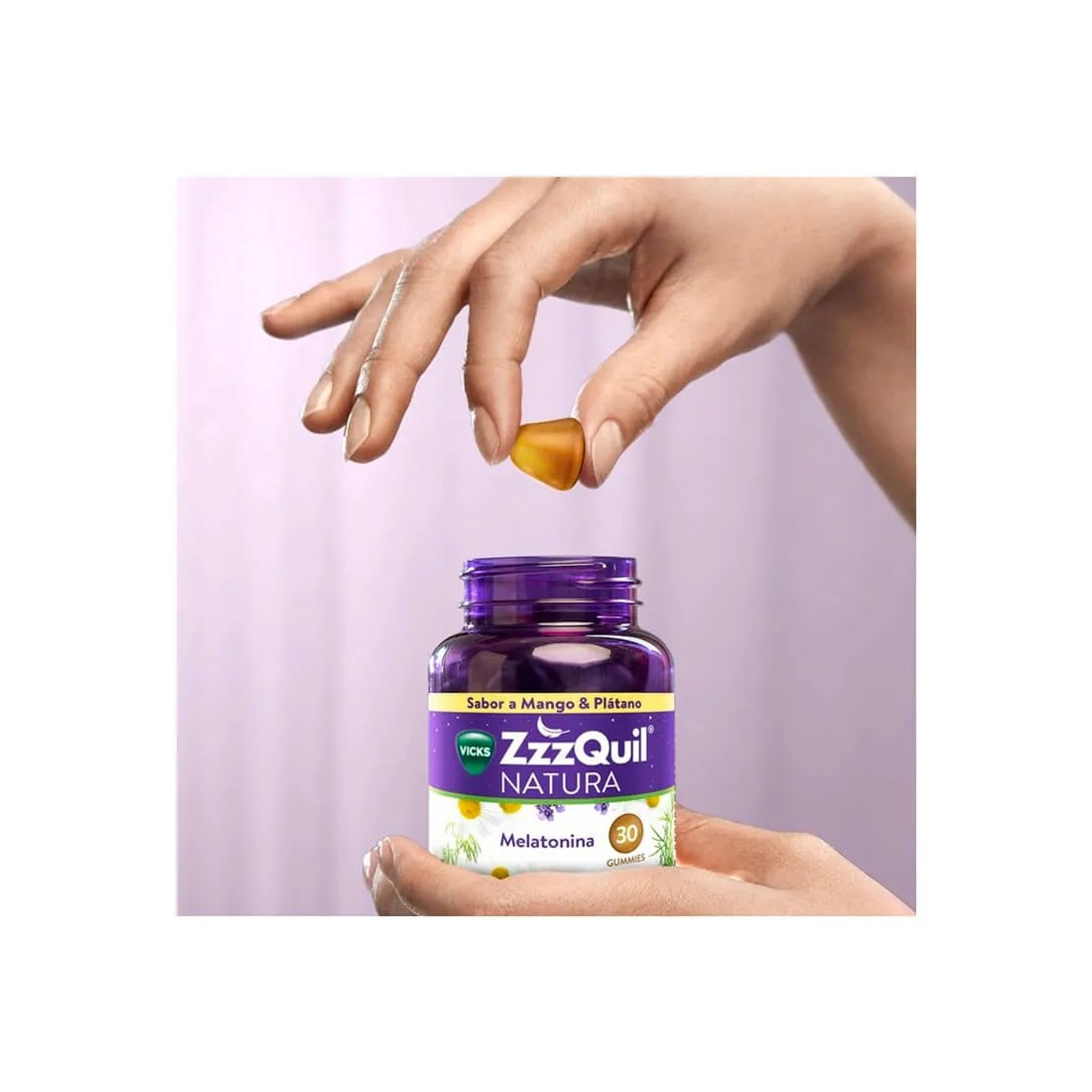 Vicks Zzzquil Natura melatonina mango y plátano 60 gominolas contenido