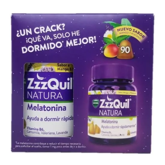 Vicks Zzzquil Natura PACK Melatonina Mango y Plátano 90 Gominolas