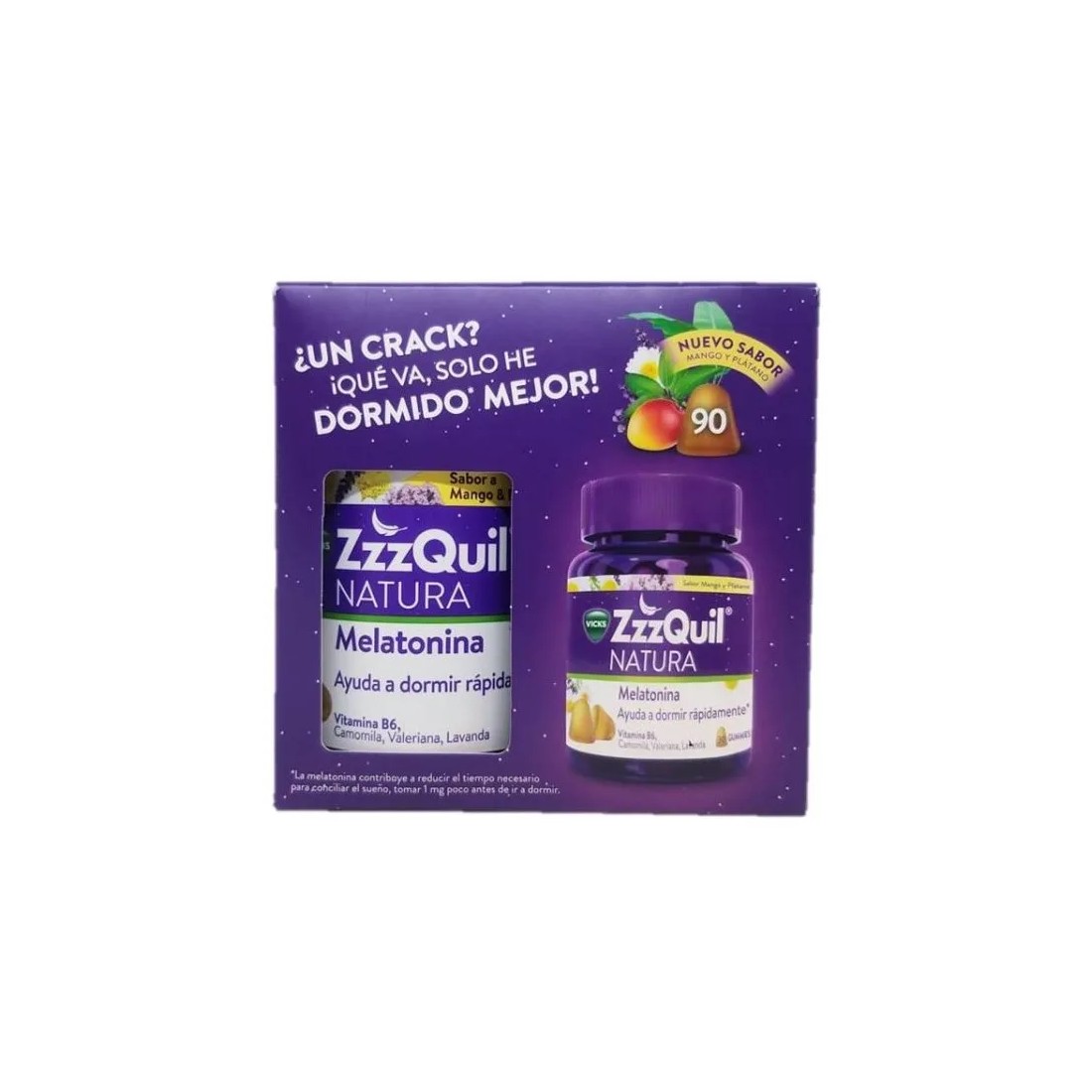 Vicks Zzzquil Natura PACK Melatonina Mango y Plátano 90 Gominolas