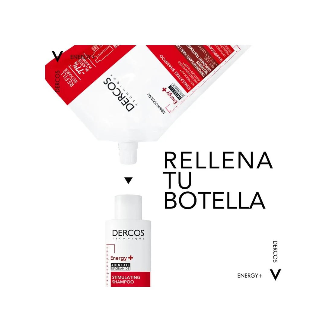 Comprar Vichy Dercos Champú Energy+ Estimulante 400 Ml + Ecorefill Recargable 400 Ml