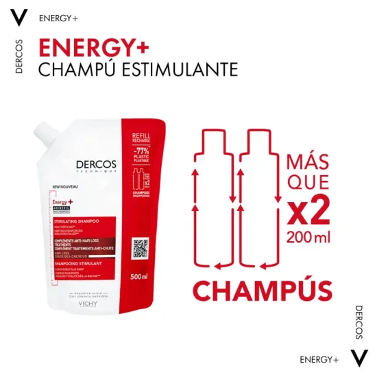 Vichy Dercos Champú Energy+ 400 Ml + Ecorefill Recargable 500 Ml