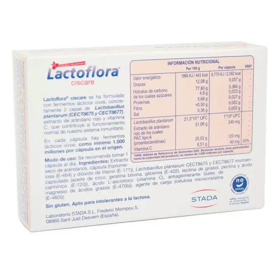 Lactoflora Ciscare 15 Capsulas detalles