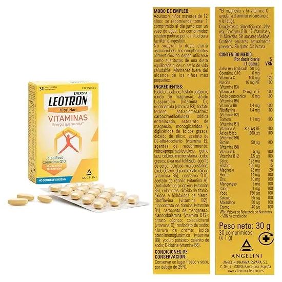 Leotron Vitaminas 30 Cápsulas propiedades