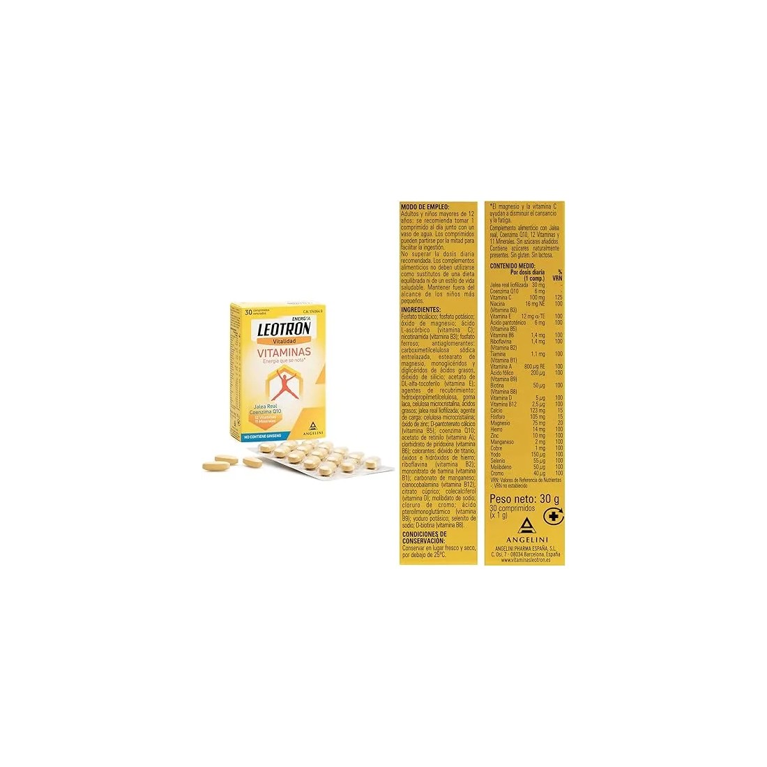 Leotron Vitaminas 30 Cápsulas propiedades