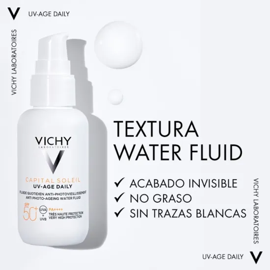 Vichy Capital Soleil UV-Age Daily Water Fluid Spf50+ 40 ml beneficios