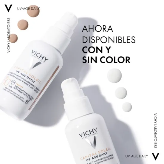 Vichy Capital Soleil UV-Age Daily Water Fluid Color Spf50+ 40 ml gama textura