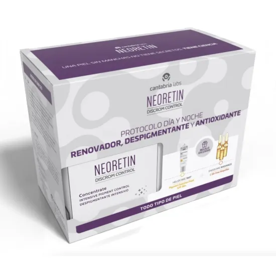 Neoretin Discrom Control Pack Concentrate 2x10 ml + Heliocare 360º Pigment Solution Fluid SPF50+ + C Oil-free Ampollas Gratis