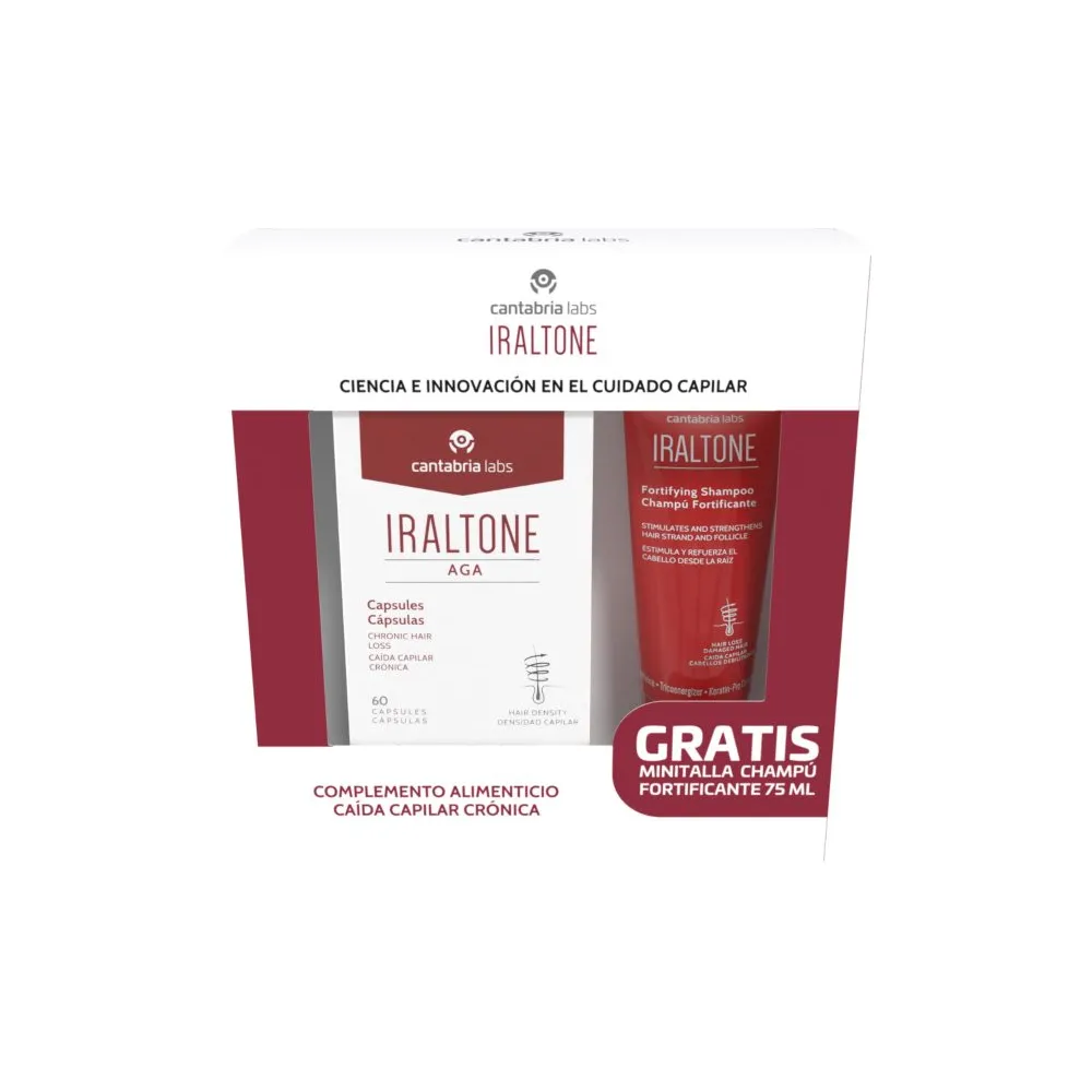 Iraltone Pack AGA 60 Cápsulas + Champú Fortificante Regalo