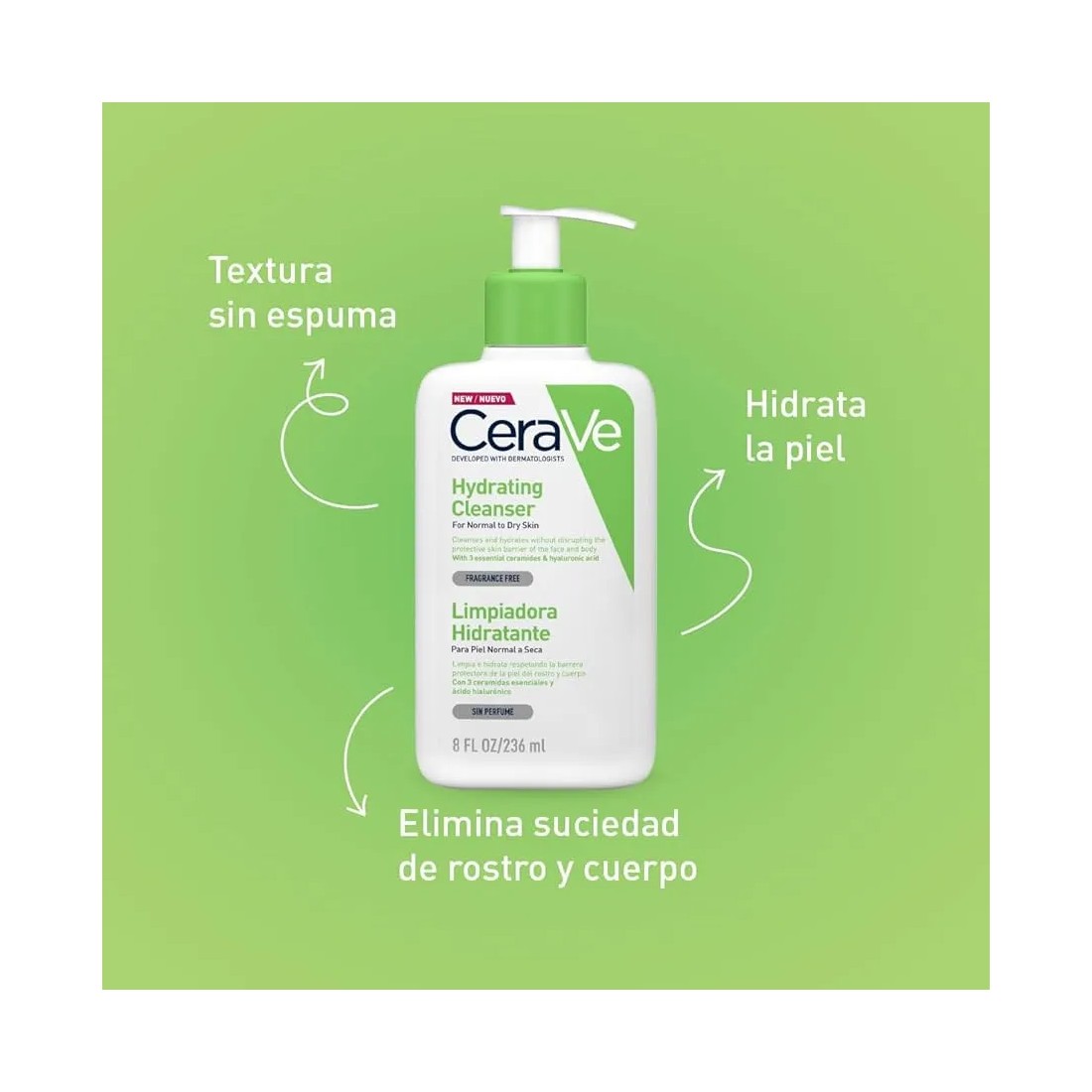 Compra Cerave Limpiadora Hidratante 473 ml al mejor precio | Más Parafarmacia