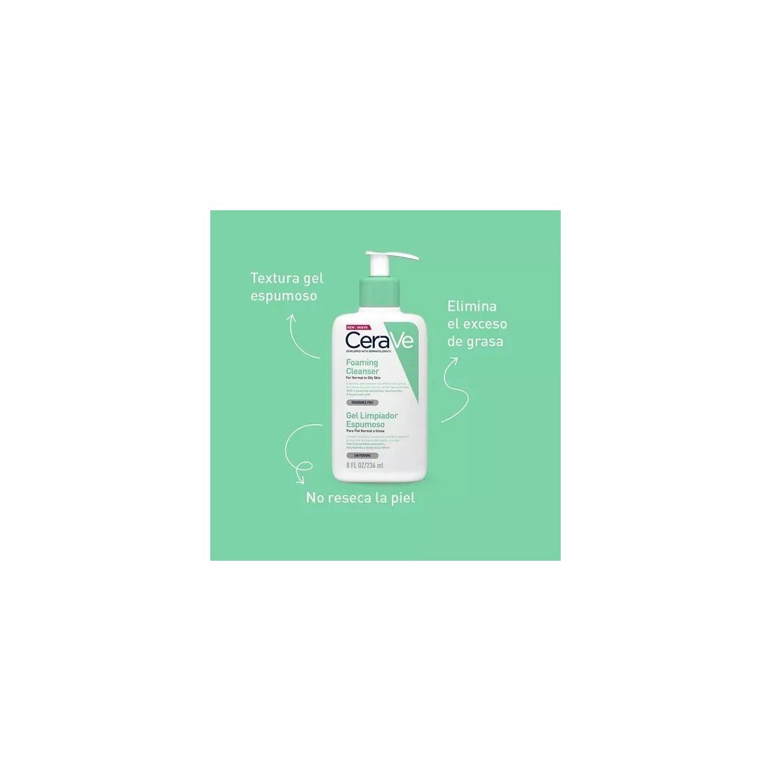 Compra Cerave Gel Limpiador Espumoso 473 ml al mejor precio | Más Parafarmacia