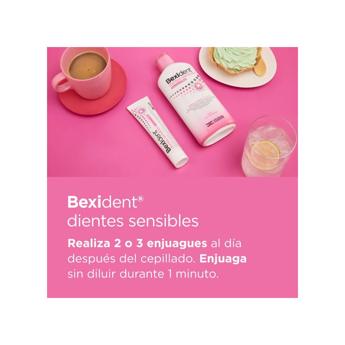 ISDIN Bexident Dientes Sensibles PACK Colutorio + Pasta Dentífrica 500ml+75ml modo de empleo