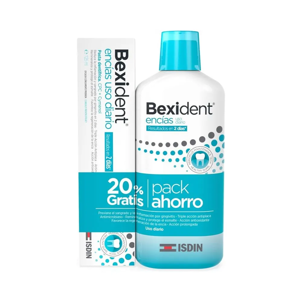 ISDIN Bexident Encias PACK Colutorio + Pasta dentífrica Duplo 500ml+125ml