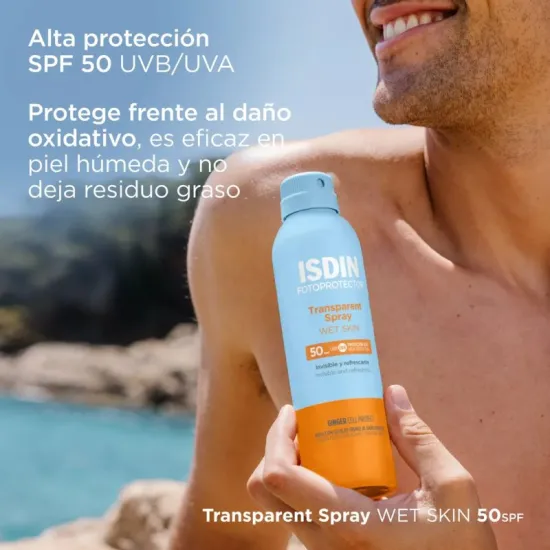 Isdin Fotoprotector Transparent Spray Wet Skin SPF50 250 Ml beneficios