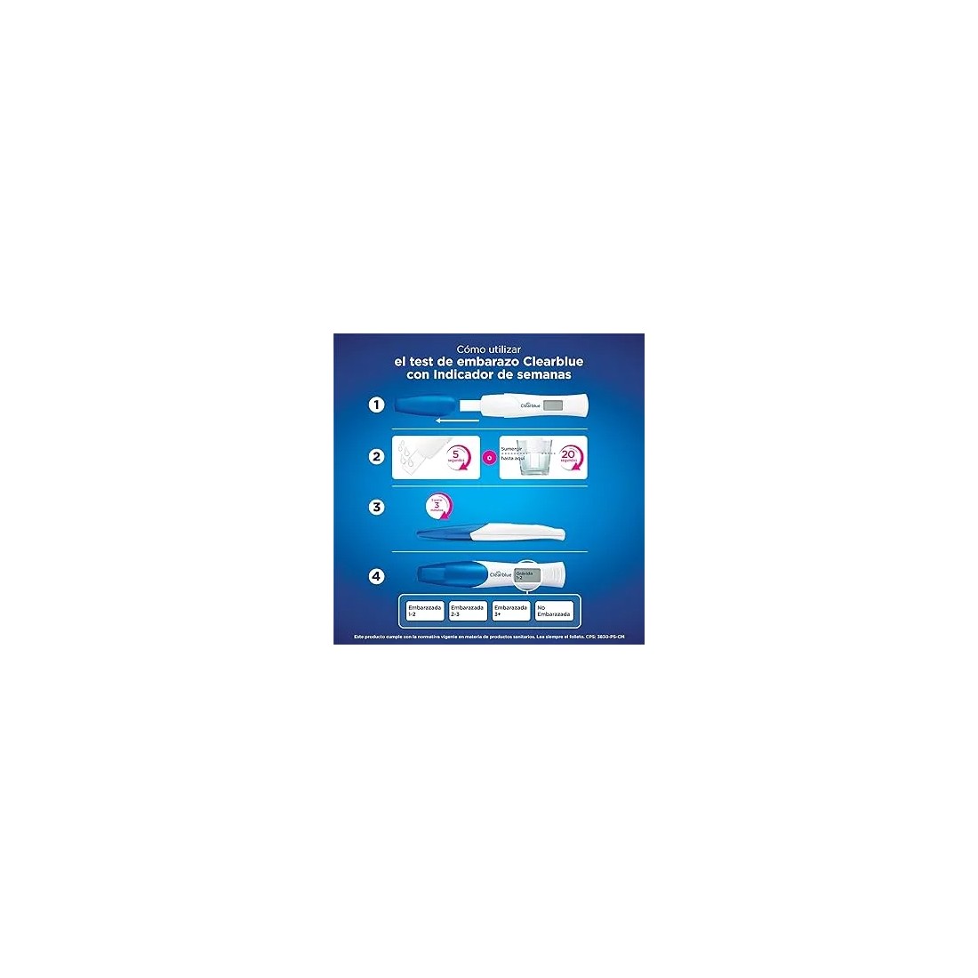 Clearblue Pack Test Embarazo Prueba Ultratemprana + Prueba Indicador de Semanas  modo de empleo