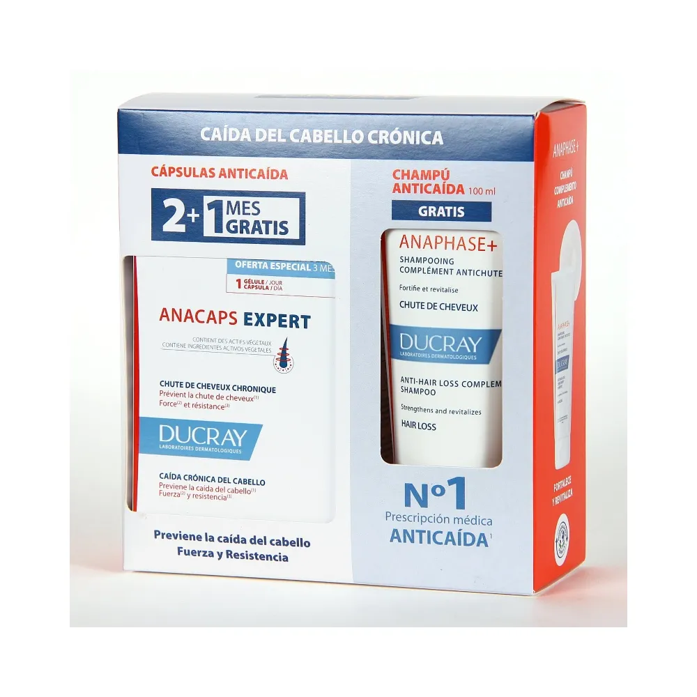 Ducray Anacaps Expert PACK 3x30 Cápsulas 2+1 + REGALO Champú