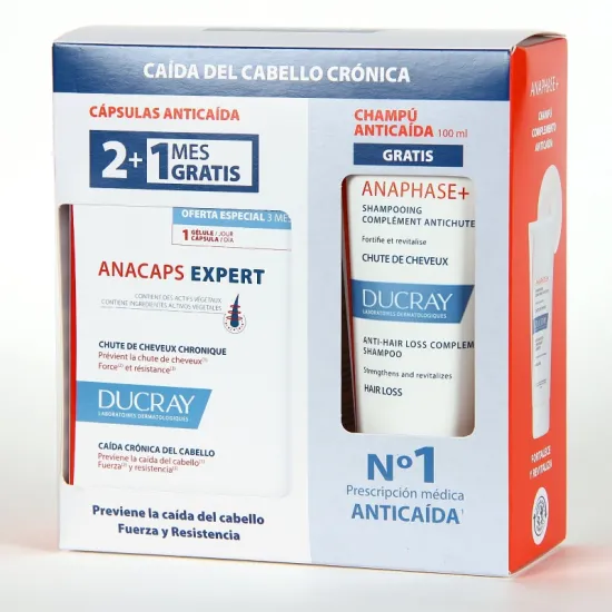 Ducray Anacaps Expert PACK 3x30 Cápsulas 2+1 + REGALO Champú