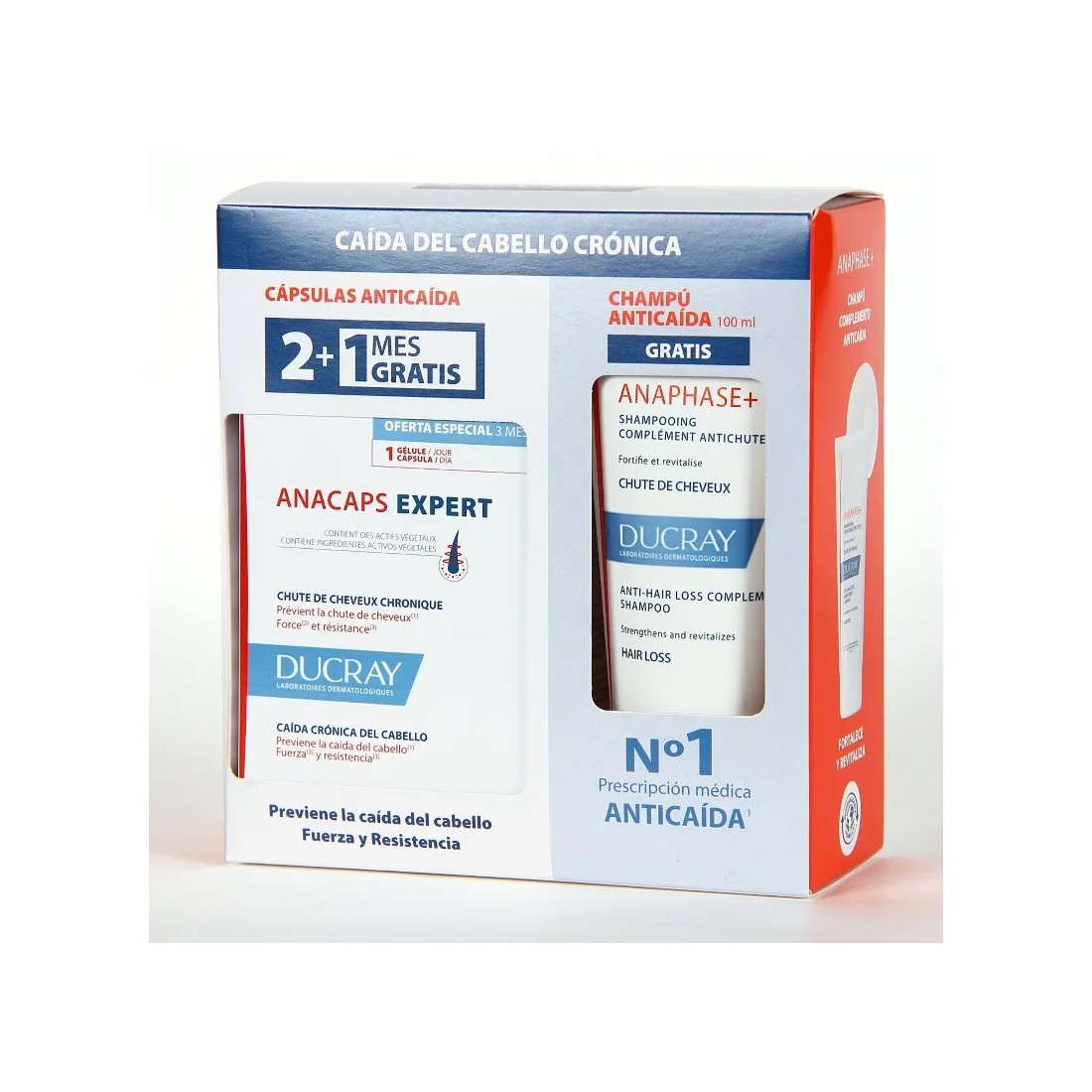 Ducray Anacaps Expert PACK 3x30 Cápsulas 2+1 + REGALO Champú