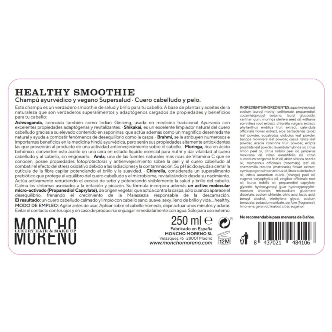Moncho Moreno Champú Healthy Smoothie 250ml | Masparafarmacia