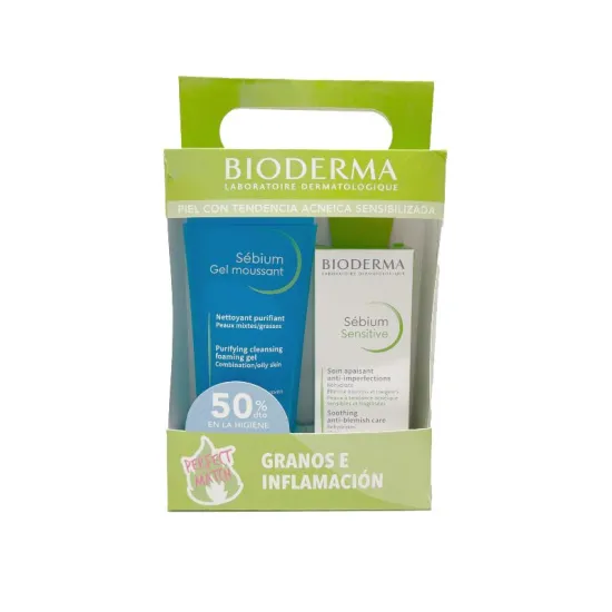 Bioderma Pack Granos e Inflamación Sebium Gel Moussant 200Ml + Sebium Sensitive 30Ml