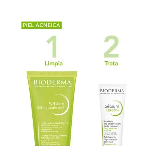 Bioderma Pack Antiacné Sebium Actif 200Ml + Sebium Kerato 30Ml cómo usar