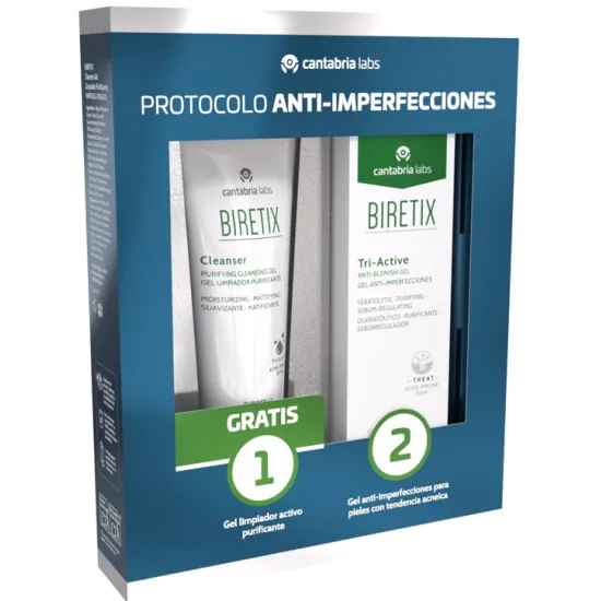 PACK Biretix Tri-Active Gel Anti-Imperfecciones 50 ml + Cleanser 75 Ml REGALO