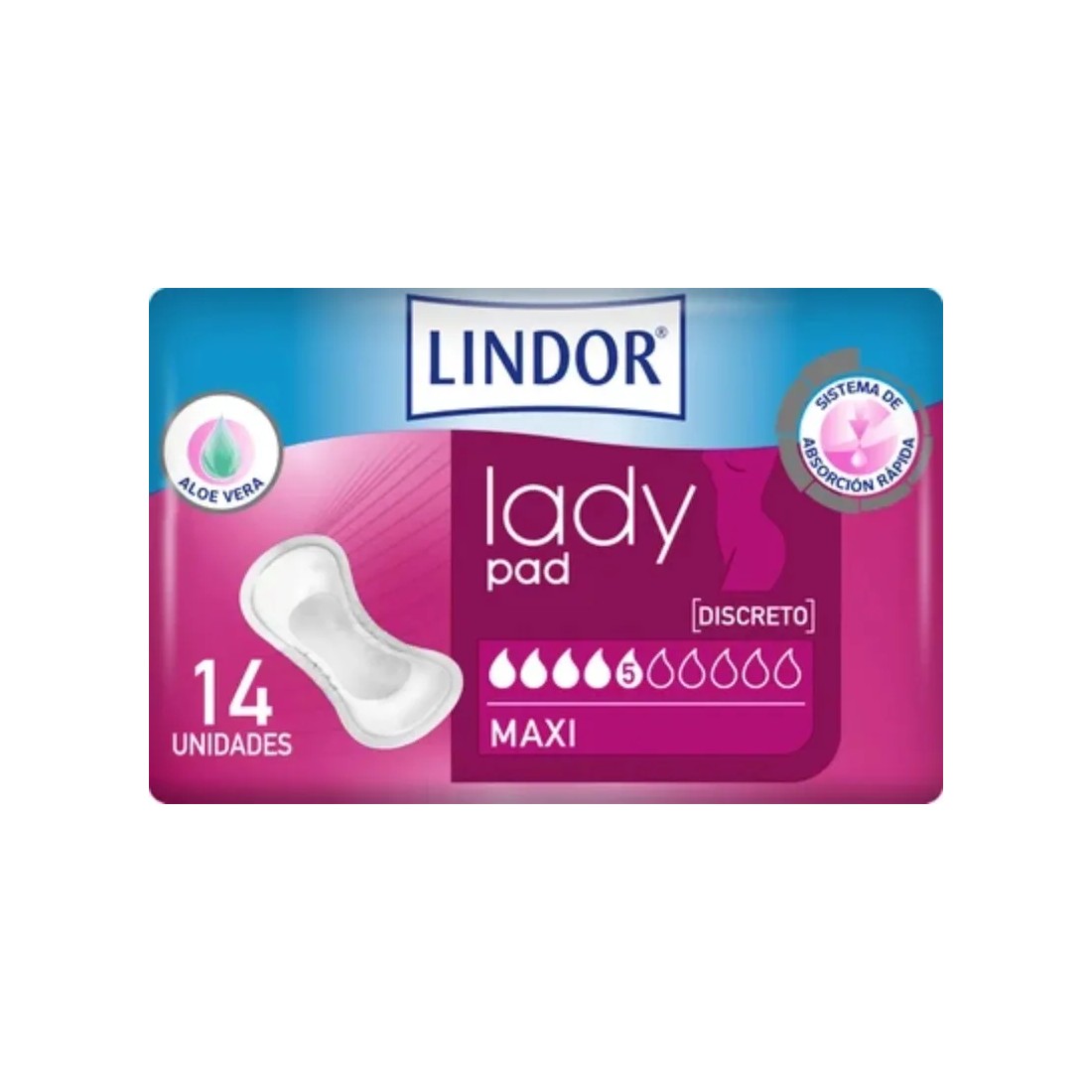 Lindor Compresas Lady Maxi 5 Gotas 14uds | Masparafarmacia