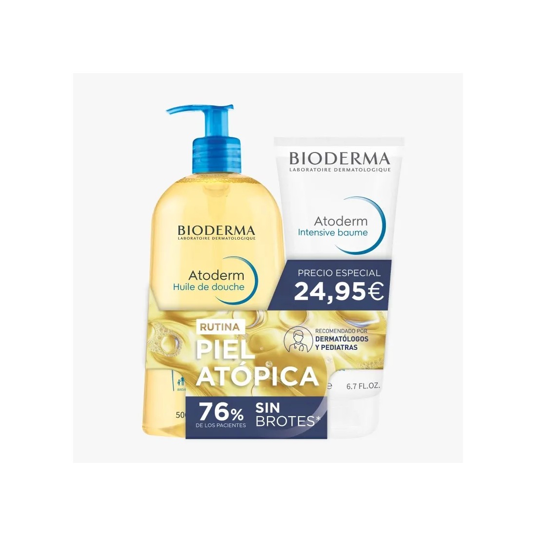 Compra Bioderma Pack Atoderm Intensive Baume 200 Ml + Huile de Douche 500 Ml al mejor precio | Más Parafarmacia