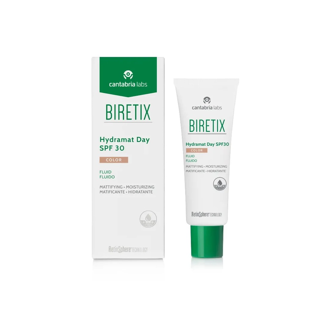 Biretix Hydramat Day Fluido Spf30 COLOR 50ml caja y bote