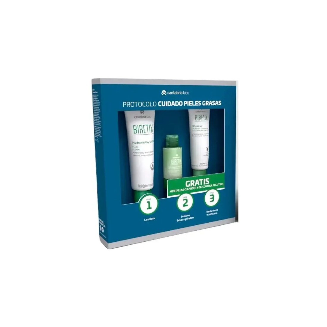 Biretix PACK Hydramat Day Fluido Spf30 50ml + Cleanser 75 ml + Oil Control Solution 30 ml Regalo